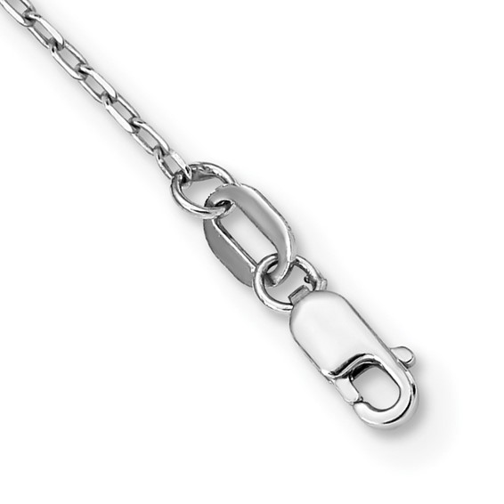 14k White Gold Polished Crucifix and Miraculous Medal with 3mm Mirror Beads 24 inch Rosary Necklace