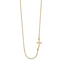 14K Polished Small Sideways Curved Cross 19 Inch Necklace view 2