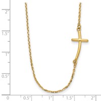 14K Polished Small Sideways Curved Cross 19 Inch Necklace view 3