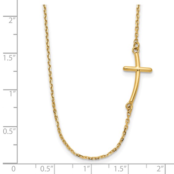 Gold Sideways Curved Cross