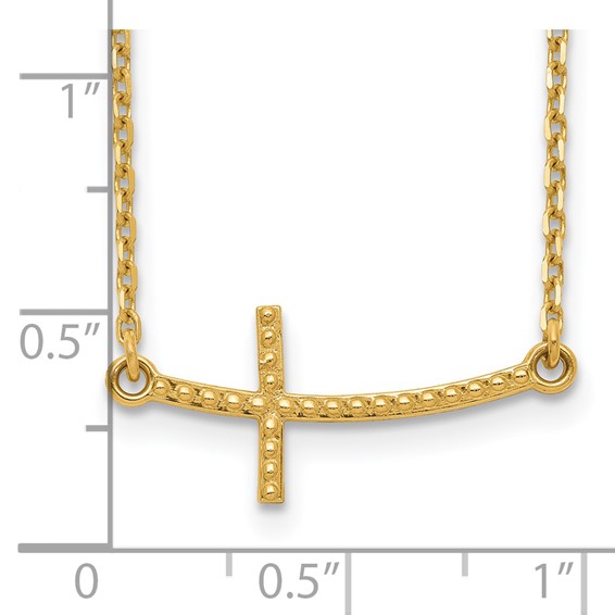 Gold Textured Curved Cross Necklace