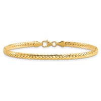 14K Yellow Gold Polished 3mm Fancy Curb Link Bracelet, 7.5" view 4