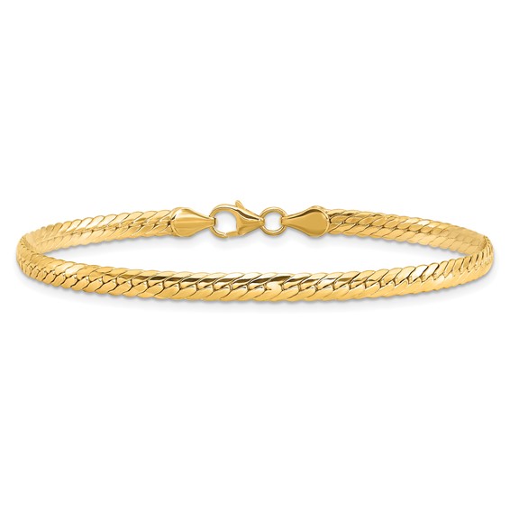 14k Polished 3mm Fancy Curb Link 7.5 inch Bracelet