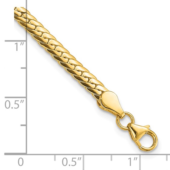 14k Polished 3mm Fancy Curb Link 7.5 inch Bracelet