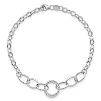 14K White Gold Polished and Textured Fancy Link Bracelet, 8" view 4