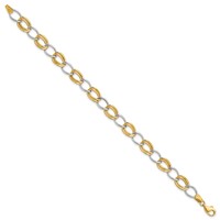 14K Two-Tone Polished 8mm Fancy Open Curb Link Bracelet, 7.5" view 2