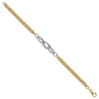 14K Two-tone Polished Diamond-cut 7mm Fancy Link Bracelet, 7.5" view 2