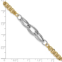 14K Two-tone Polished Diamond-cut 7mm Fancy Link Bracelet, 7.5" view 3