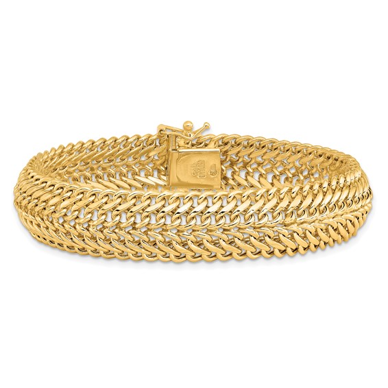 14k Polished 13mm Fancy Link 7.5 inch Bracelet
