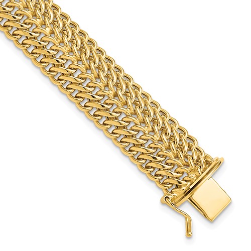 14K Yellow Gold Polished 13mm Fancy Link Bracelet, 7.5"