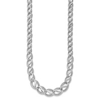 14K White Gold Polished Satin Diamond-cut Graduated Necklace, 17" view 2