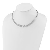14K White Gold Polished Satin Diamond-cut Graduated Necklace, 17" view 4