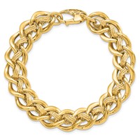 14K Yellow Gold Polished and Textured 15mm Fancy Link Bracelet, 8" view 5