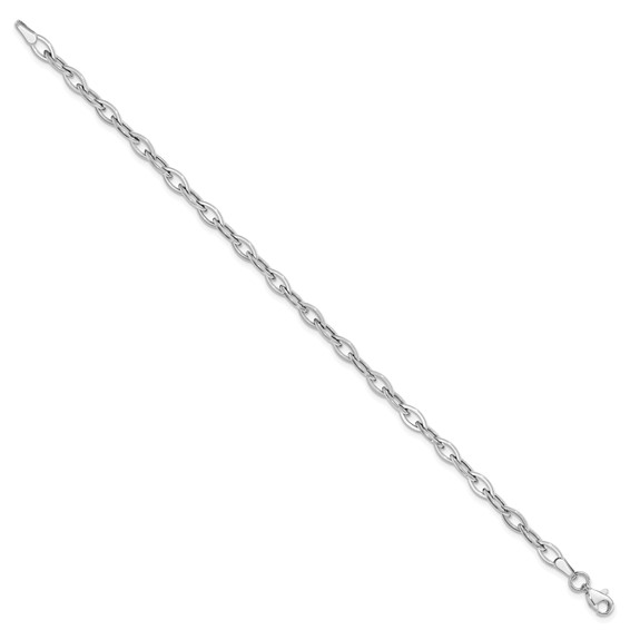 14K White Gold Polished Fancy Oval Link 7.5 inch Bracelet