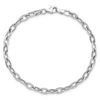 14K White Gold Polished Fancy Oval Link Bracelet, 7.5" view 4