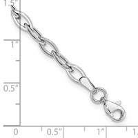 14K White Gold Polished Fancy Oval Link Bracelet, 7.5" view 3