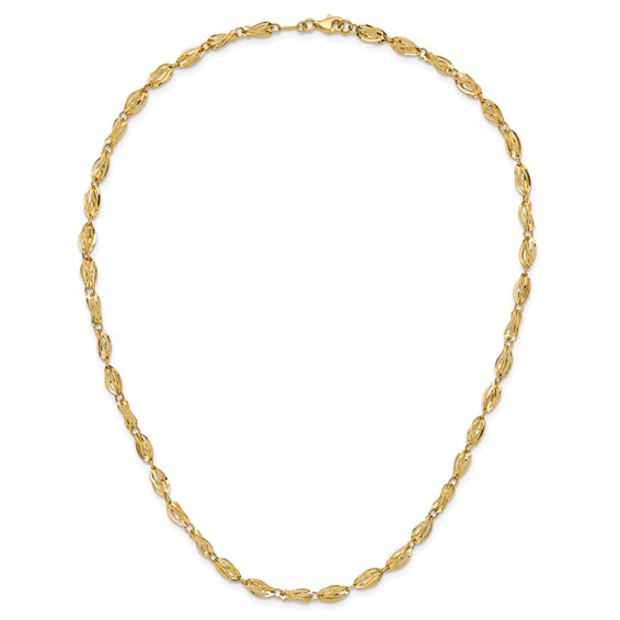 14K Fancy Twisted Oval Link 18 inch Necklace
