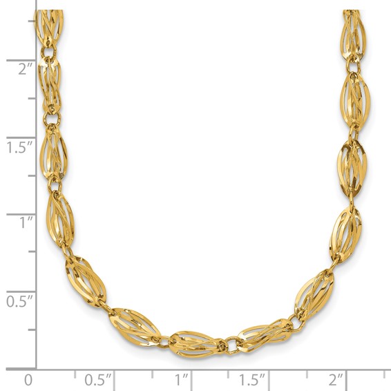 14K Fancy Twisted Oval Link 18 inch Necklace
