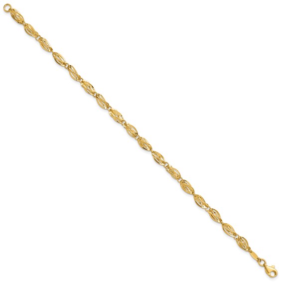 14K Polished Fancy Twisted Oval Link 7.75 inch Bracelet