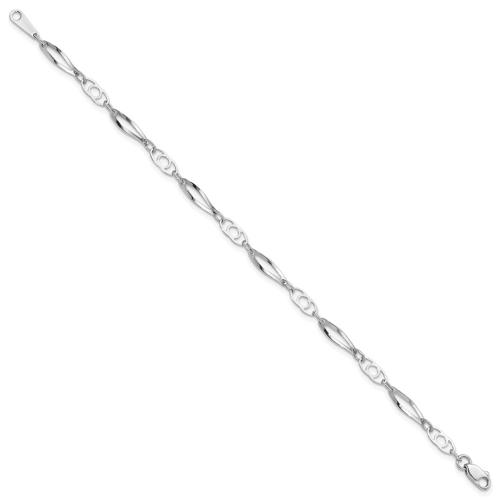 14k White Gold Polished Fancy Link 7 inch Bracelet (SF2205-7)