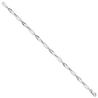 14K White Gold Polished Fancy Link Bracelet, 7" view 2