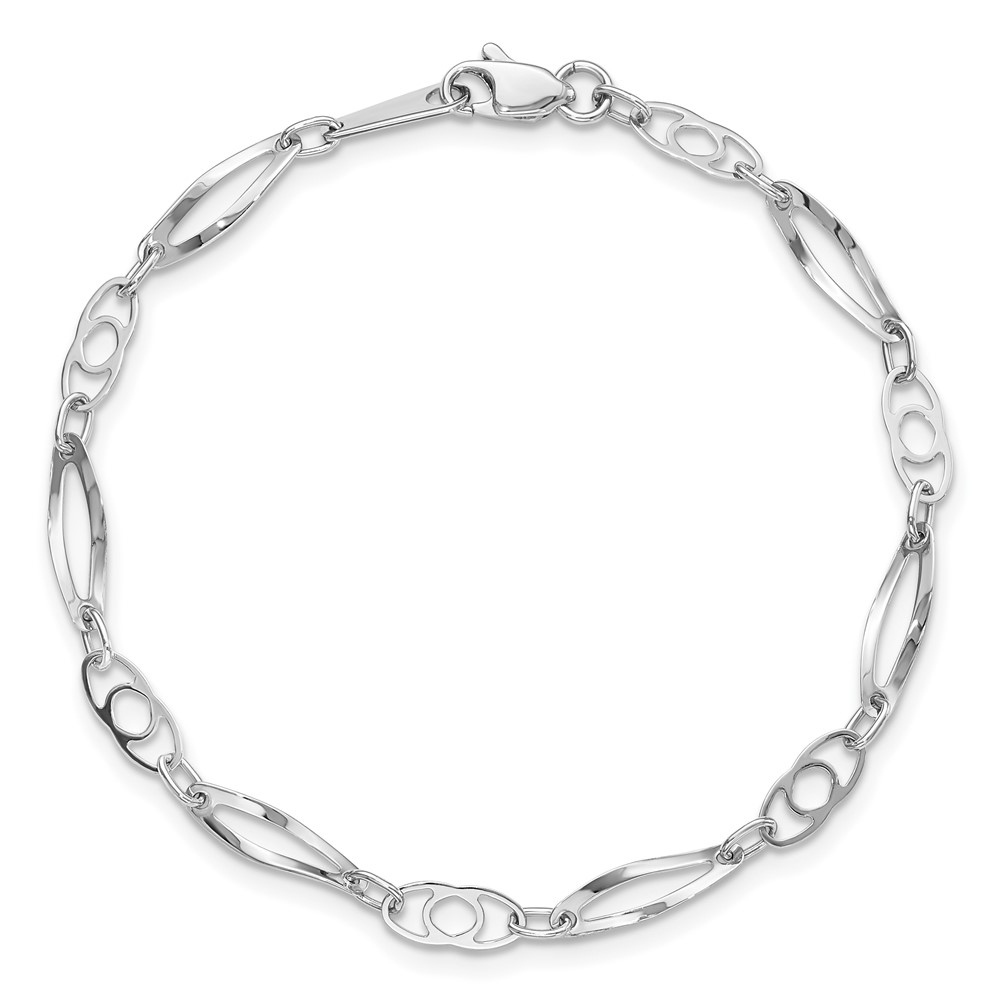 14k White Gold Polished Fancy Link 7 inch Bracelet (SF2205-7)