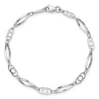 14K White Gold Polished Fancy Link Bracelet, 7" view 4