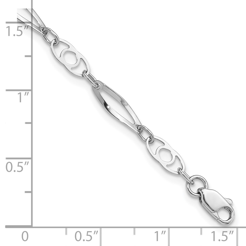 14k White Gold Polished Fancy Link 7 inch Bracelet (SF2205-7)