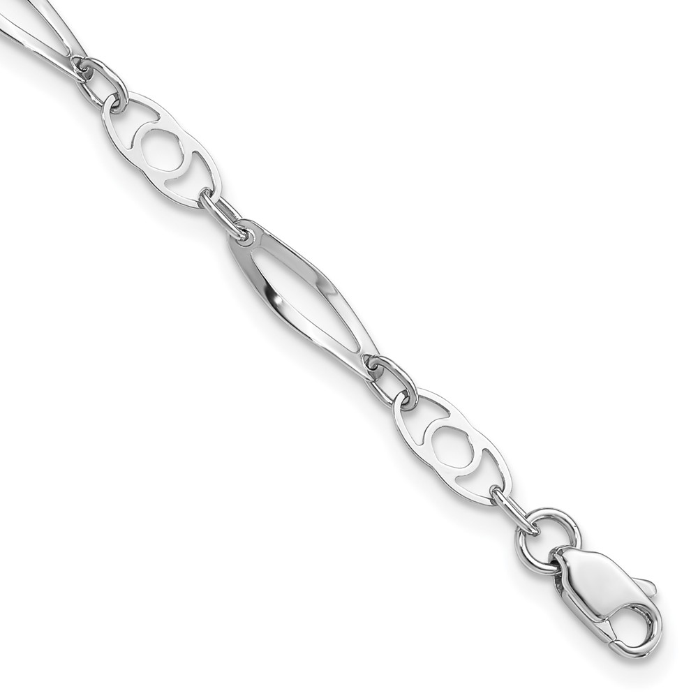 14k White Gold Polished Fancy Link 7 inch Bracelet (SF2205-7)