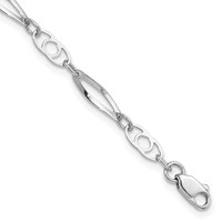 14K White Gold Polished Fancy Link Bracelet, 7" view 1