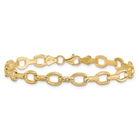 14K Yellow Gold Polished Diamond-cut 7mm Fancy Link Bracelet, 7" view 4