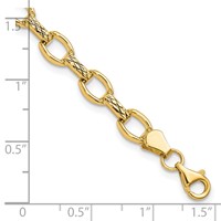 14K Yellow Gold Polished Diamond-cut 7mm Fancy Link Bracelet, 7" view 3