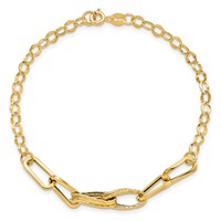 14K Yellow Gold Polished Textured Fancy Link Bracelet, 7.75" view 4