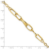 14K Yellow Gold Polished Textured Fancy Link Bracelet, 7.75" view 3