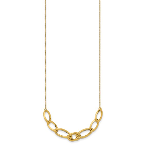 14k Polished and Textured Fancy Link 17.5 inch Necklace