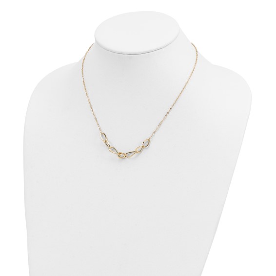 14k Polished and Textured Fancy Link 17.5 inch Necklace
