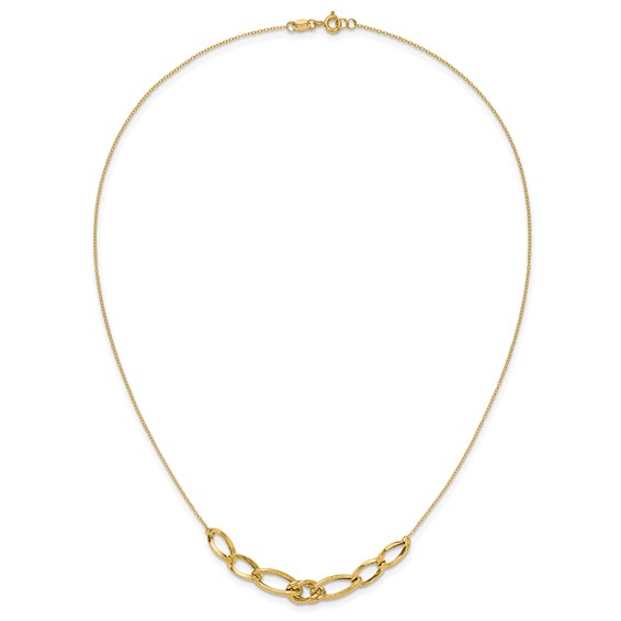 14k Polished and Textured Fancy Link 17.5 inch Necklace