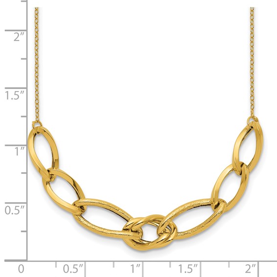 14k Polished and Textured Fancy Link 17.5 inch Necklace