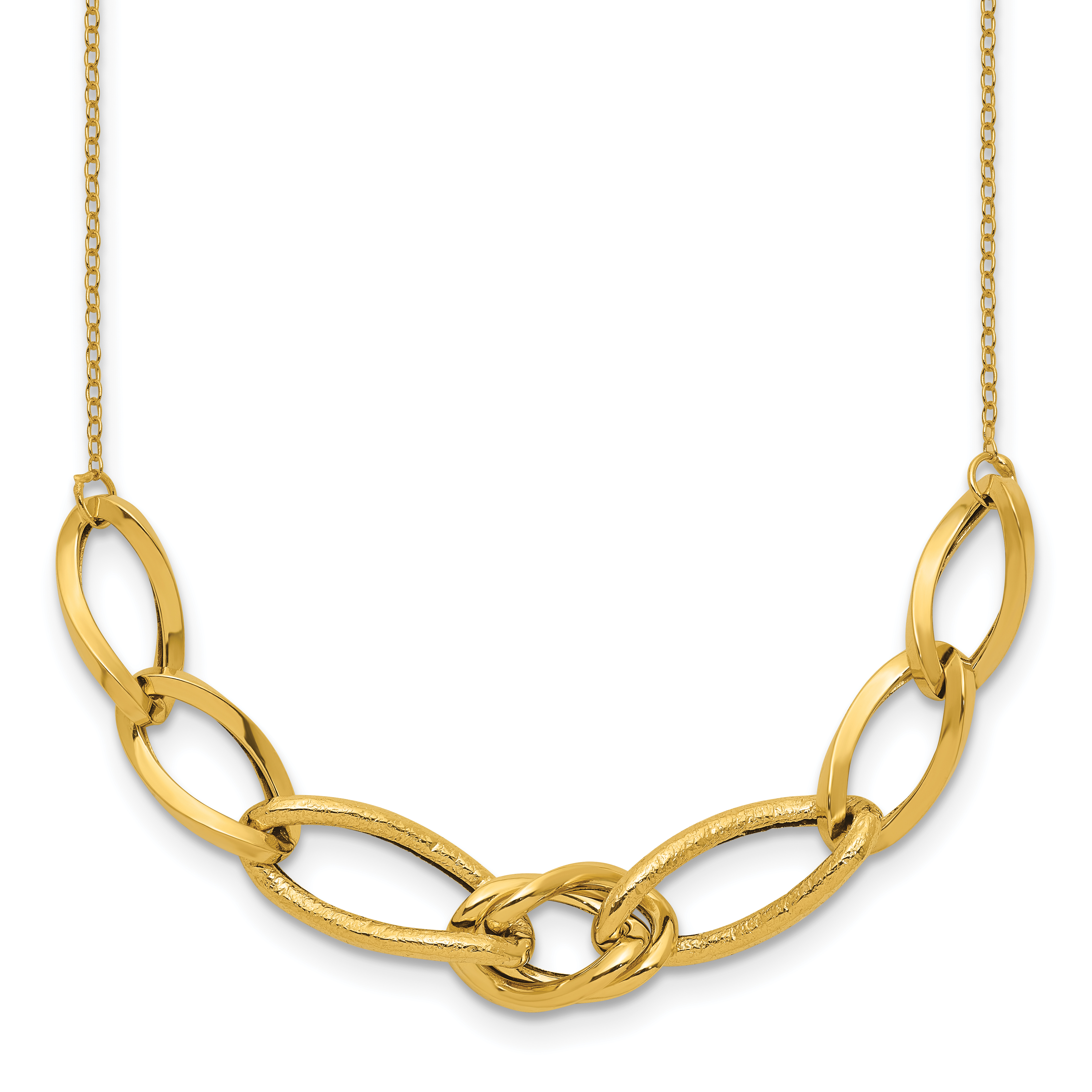 14k Polished and Textured Fancy Link 17.5 inch Necklace (SF2228-17.5)