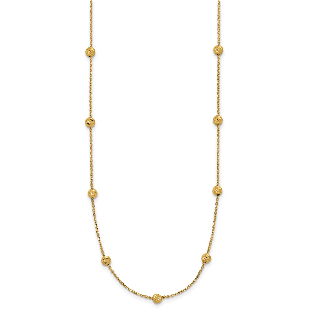 14K Diamond-cut Beads 17 inch Station Necklace (SF2243-17)