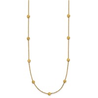 14K Yellow Gold Diamond-cut Beads Station Necklace, 17" view 2