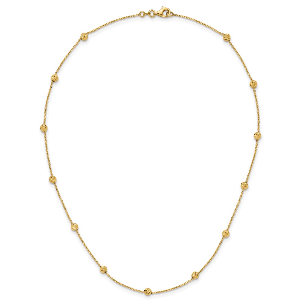 14K Diamond-cut Beads 17 inch Station Necklace (SF2243-17)