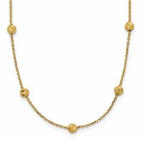 14K Yellow Gold Diamond-cut Beads Station Necklace, 17" view 1