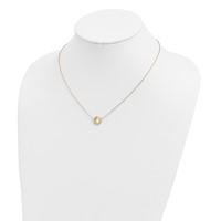 14K Yellow Gold Brushed and Polished Diamond-cut Circle Pendant Necklace, 18" view 4