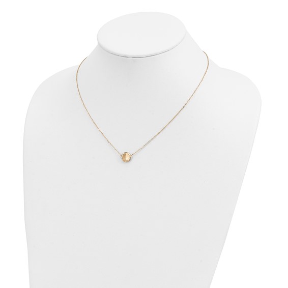 14k Brushed and Polished Diamond-cut Circle Pendant 18 inch Necklace
