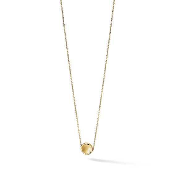 14k Brushed and Polished Diamond-cut Circle Pendant 18 inch Necklace