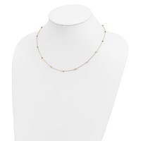 14K Tri-color Polished Diamond-cut Beads Station Necklace, 18" view 4