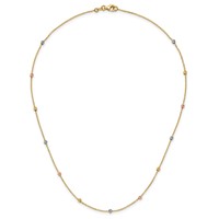14K Tri-color Polished Diamond-cut Beads Station Necklace, 18" view 5