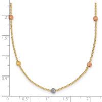 14K Tri-color Polished Diamond-cut Beads Station Necklace, 18" view 3