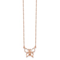 14K Rose Gold Polished Open Butterfly Necklace, 17" view 2